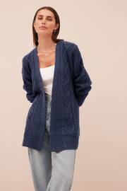 Navy Blue Cable Belt Cardigan - Image 1 of 7