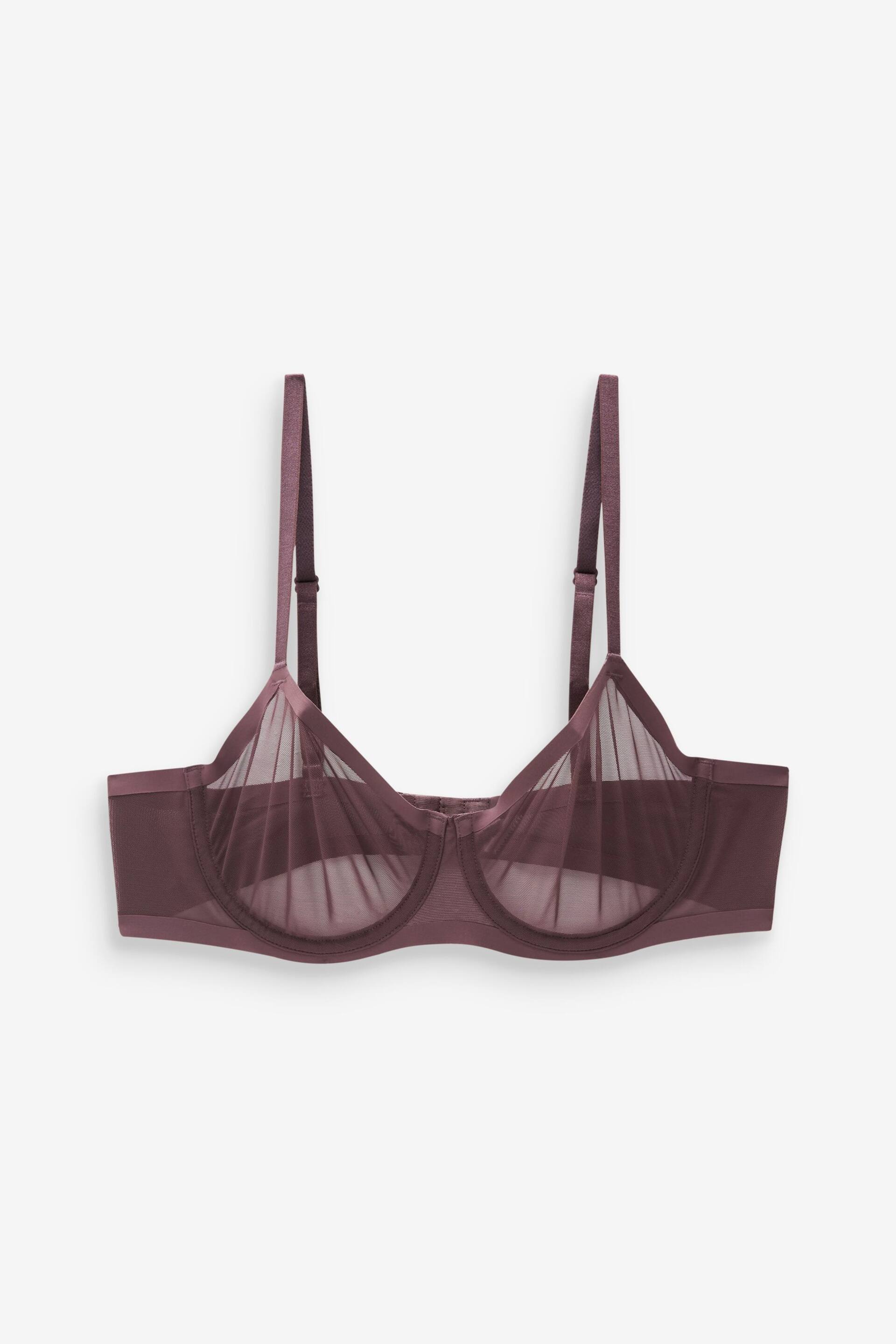 Plum Purple Non Pad Balcony Invisible Bonded Mesh Balcony Bra - Image 6 of 7