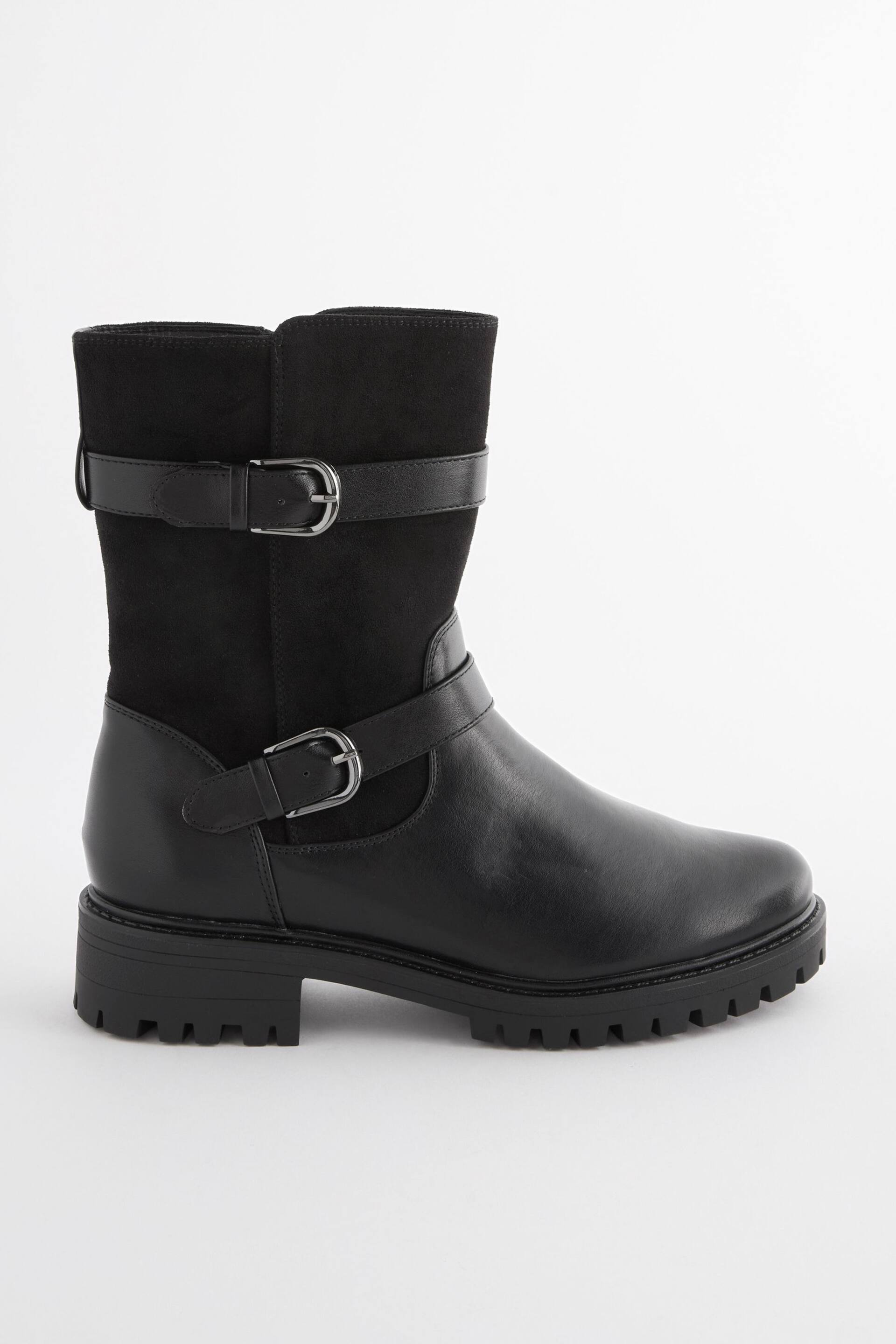 Black Regular/Wide Fit Forever Comfort® Buckle Biker Boots - Image 4 of 7