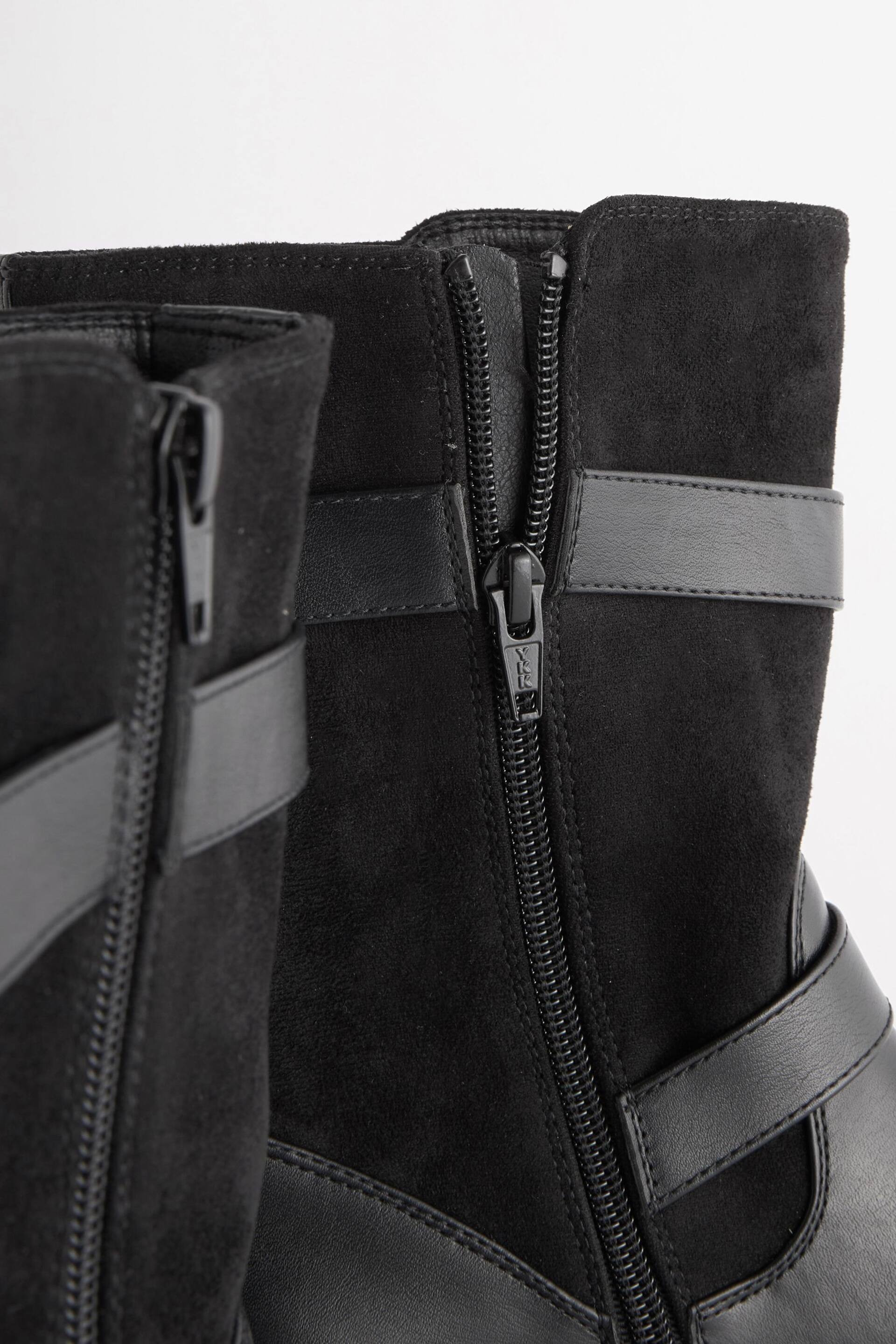 Black Regular/Wide Fit Forever Comfort® Buckle Biker Boots - Image 6 of 7