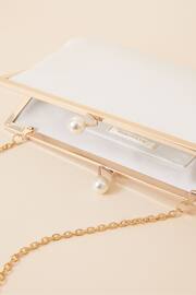 Accessorize Natural Bridal Pearl Clasp Satin Clutch Bag - Image 2 of 2