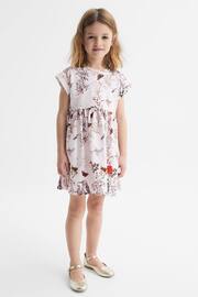 Reiss Pale Pink Dahlia Junior Floral Print Jersey Dress - Image 1 of 6