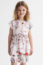 Reiss Pale Pink Dahlia Junior Floral Print Jersey Dress - Image 3 of 6