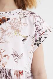 Reiss Pale Pink Dahlia Junior Floral Print Jersey Dress - Image 4 of 6