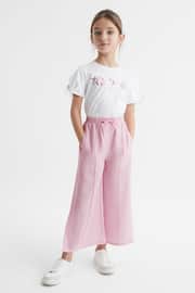 Reiss Pink Sienna Junior Wide Leg Side Slip Drawstring Trousers - Image 3 of 6