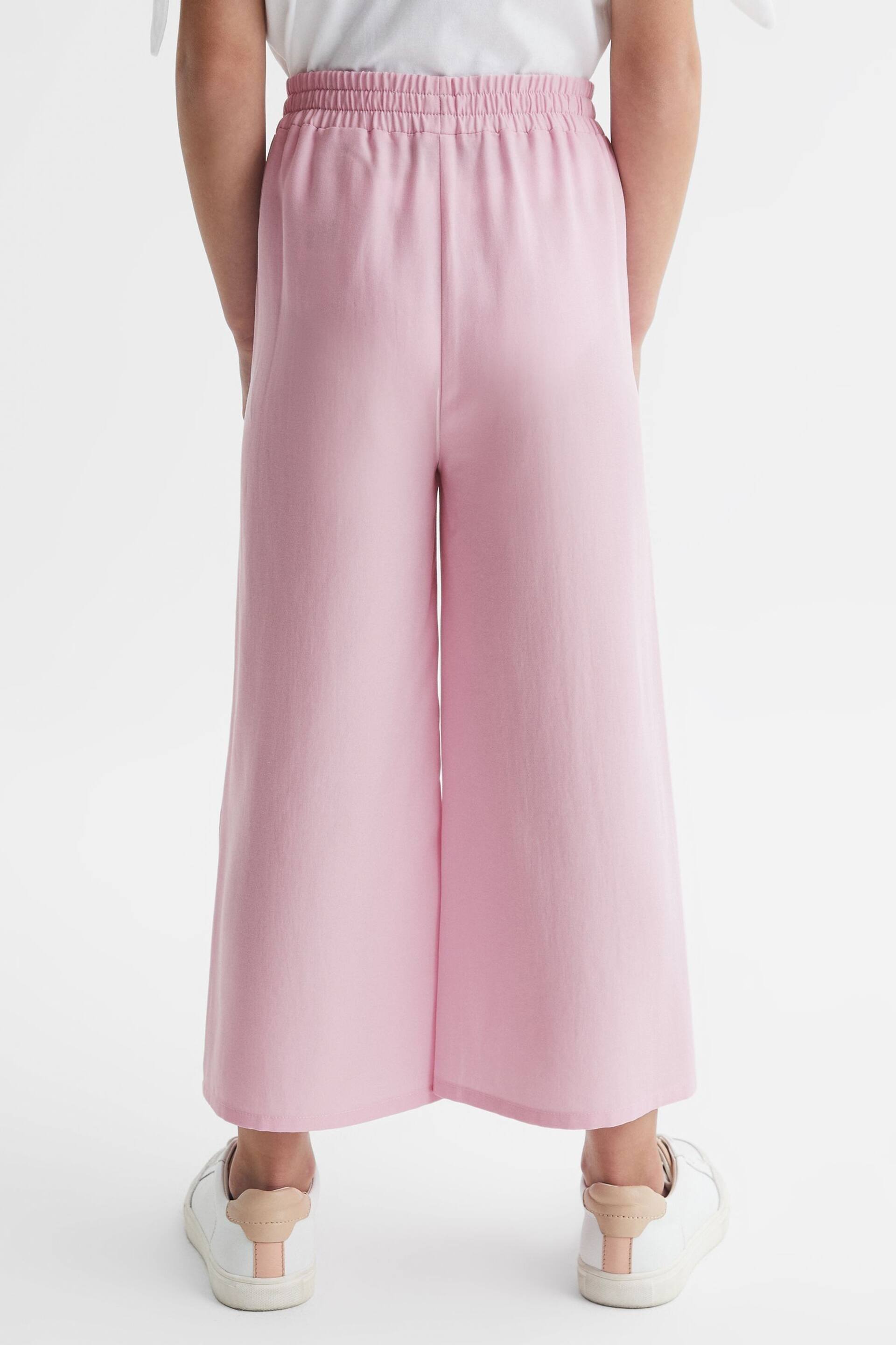 Reiss Pink Sienna Junior Wide Leg Side Slip Drawstring Trousers - Image 5 of 6