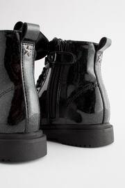 Black Patent Wide Fit (G) Warm Lined Lace-Up Boots - Image 4 of 6