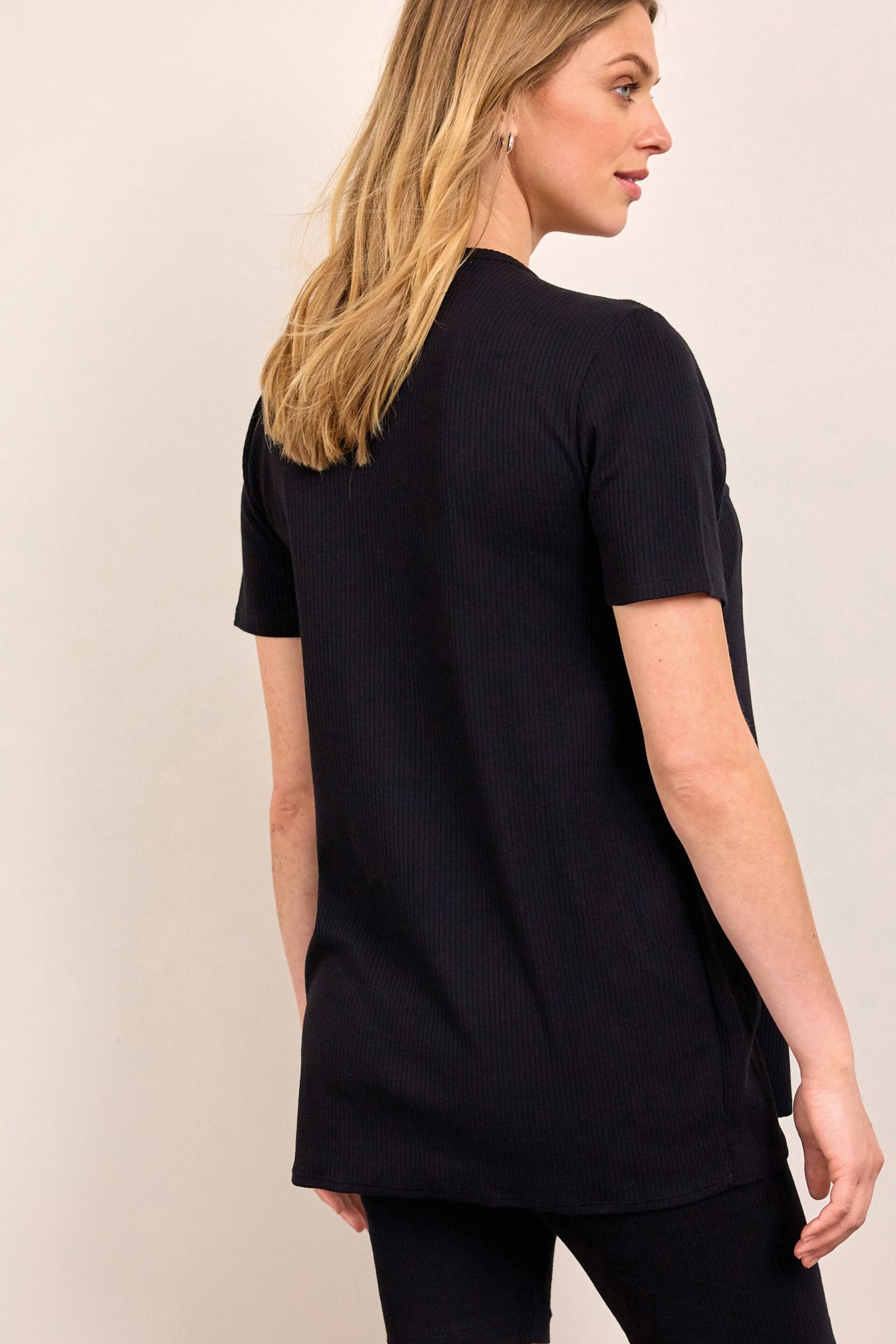 Black Maternity Ribbed Nursing Top - Image 4 of 8