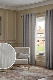 Silver/Gold Shimmer Jacquard Eyelet Lined Curtains - Image 1 of 5