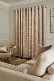 Champagne Gold Cut Velvet Eyelet Lined Curtains - Image 2 of 5