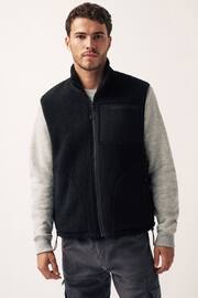 Black Zip through Borg Fleece Gilet - Image 1 of 12