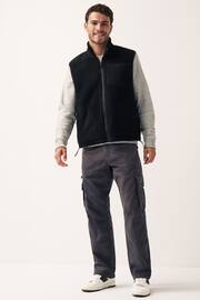 Black Zip through Borg Fleece Gilet - Image 2 of 12