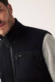 Black Zip through Borg Fleece Gilet - Image 5 of 12