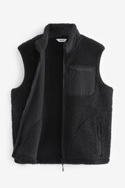 Black Zip through Borg Fleece Gilet - Image 8 of 12