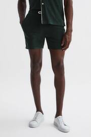 Reiss Dark Green Fredericks Towelling Drawstring Shorts - Image 1 of 4