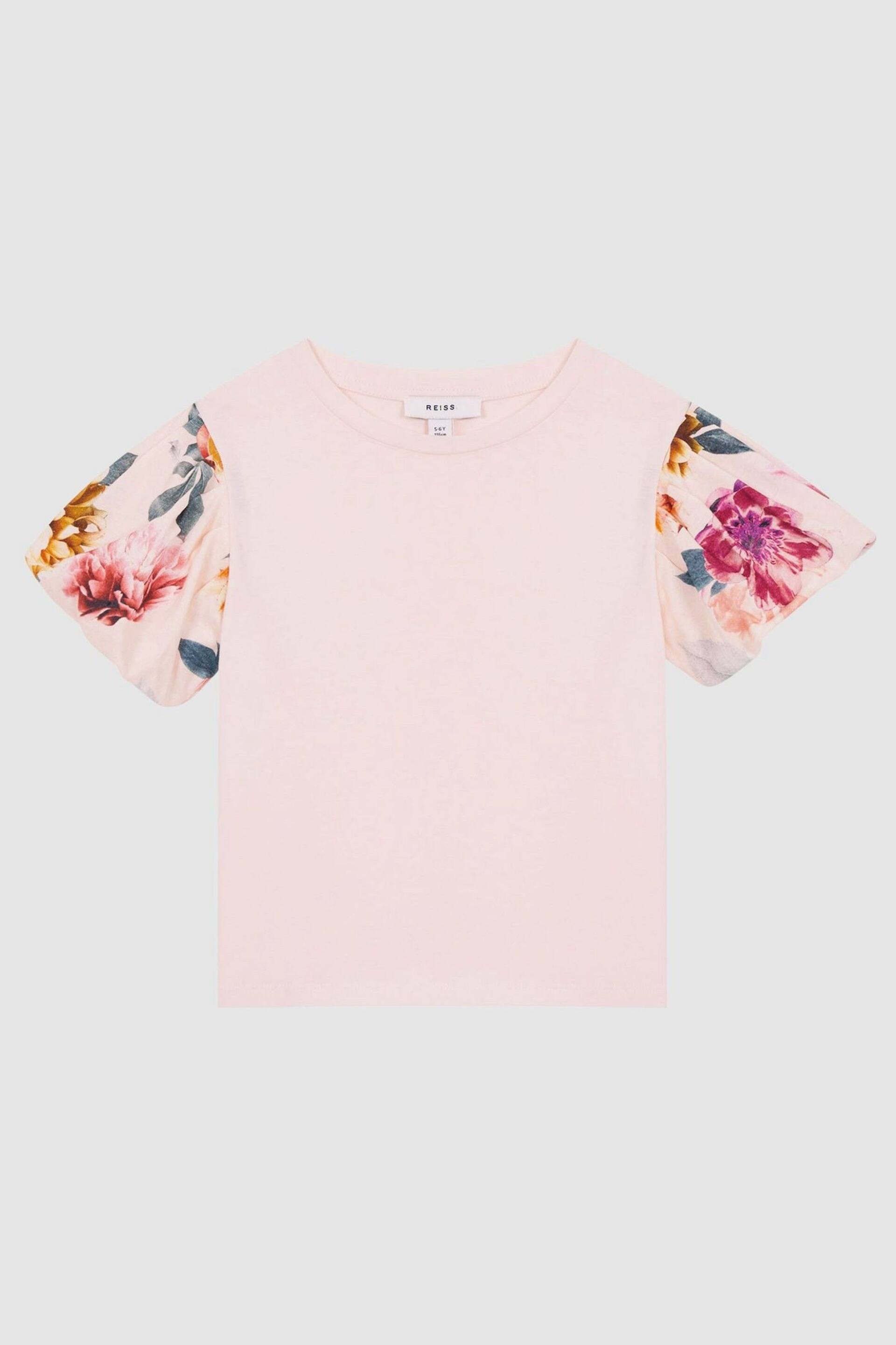 Reiss Ivory Amira Senior Floral Print Puff Sleeve T-Shirt - Image 2 of 6