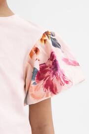 Reiss Ivory Amira Senior Floral Print Puff Sleeve T-Shirt - Image 4 of 6