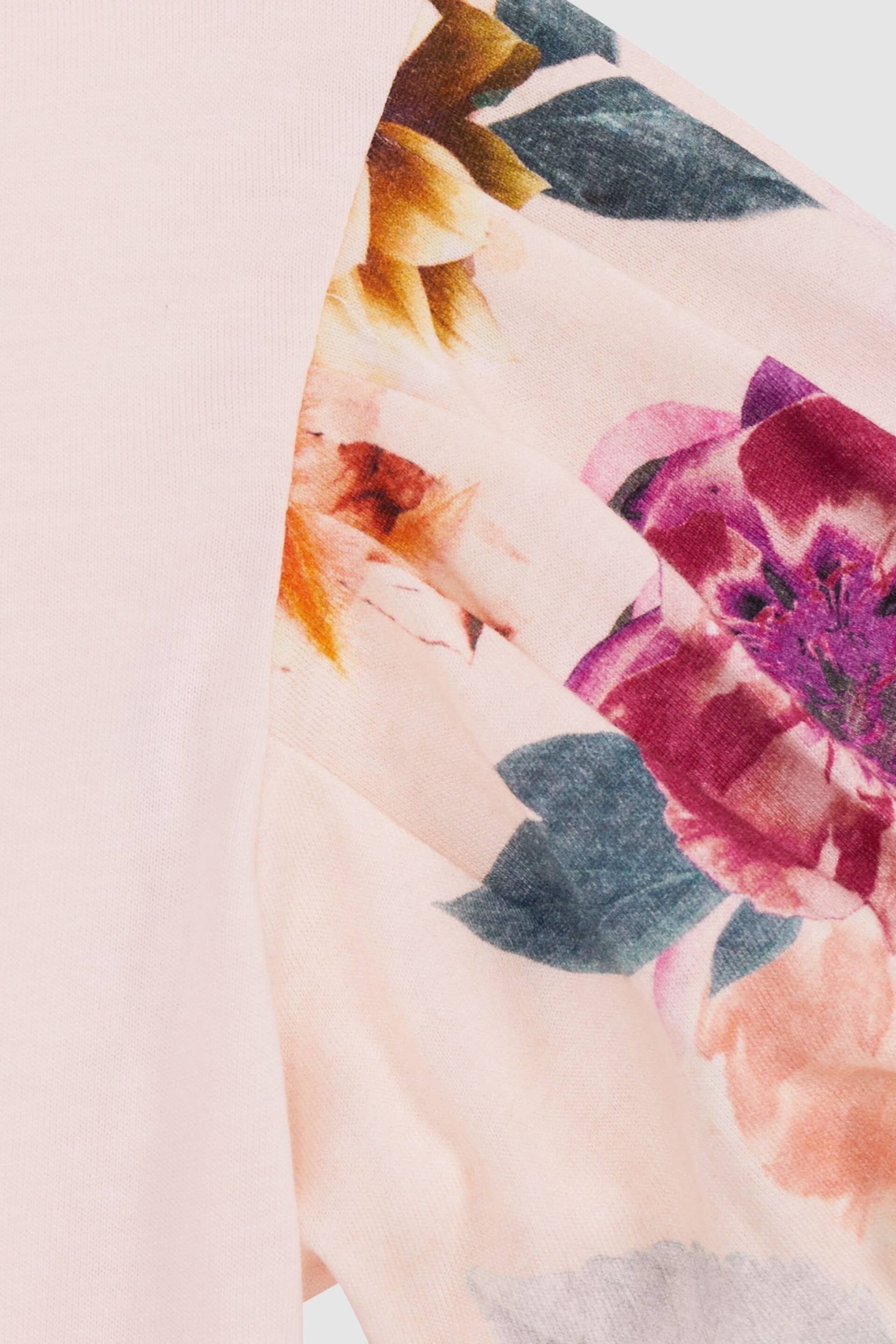 Reiss Ivory Amira Senior Floral Print Puff Sleeve T-Shirt - Image 6 of 6