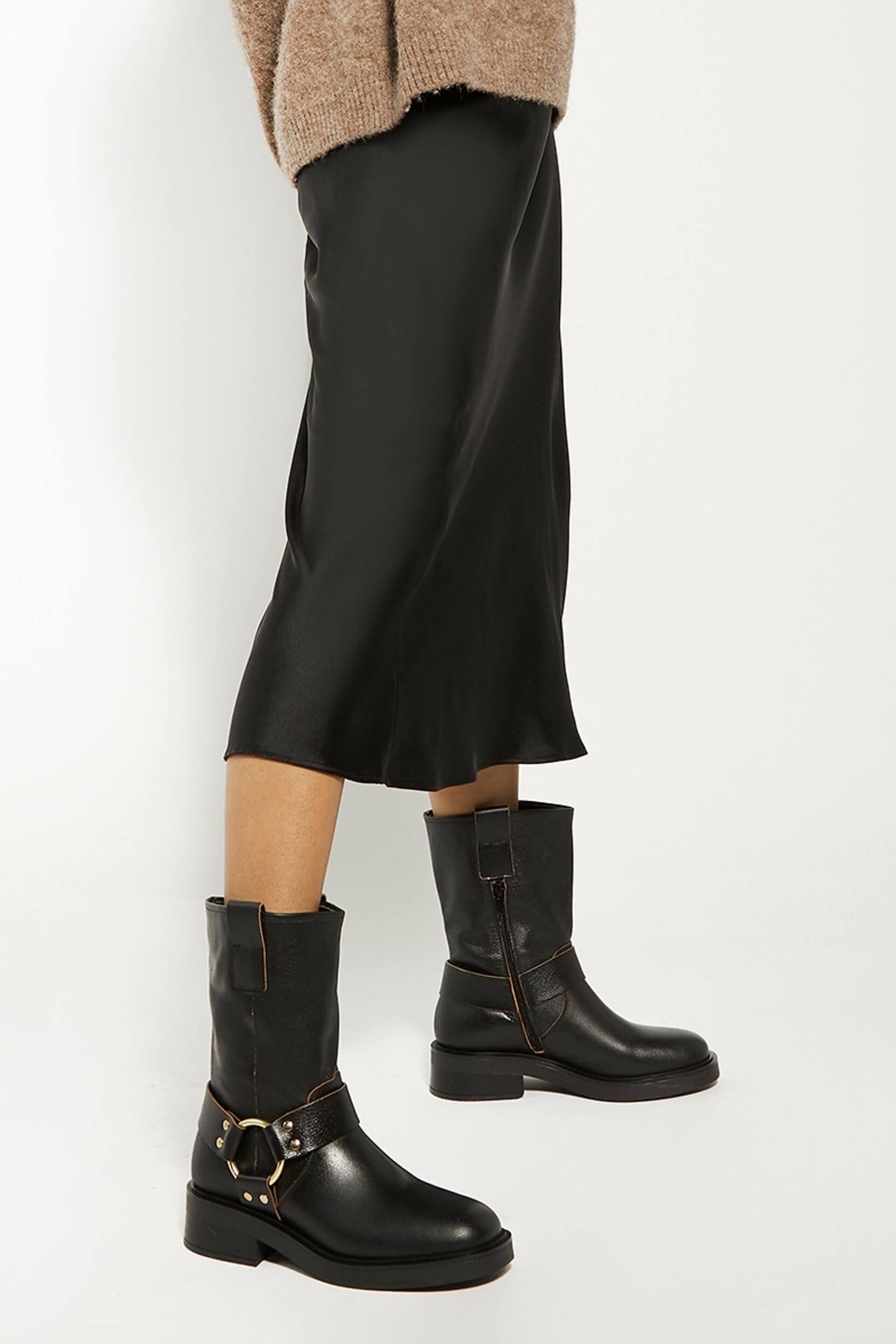 Dune London Black Pally Low Biker Boots - Image 1 of 4