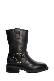 Dune London Black Pally Low Biker Boots - Image 2 of 4