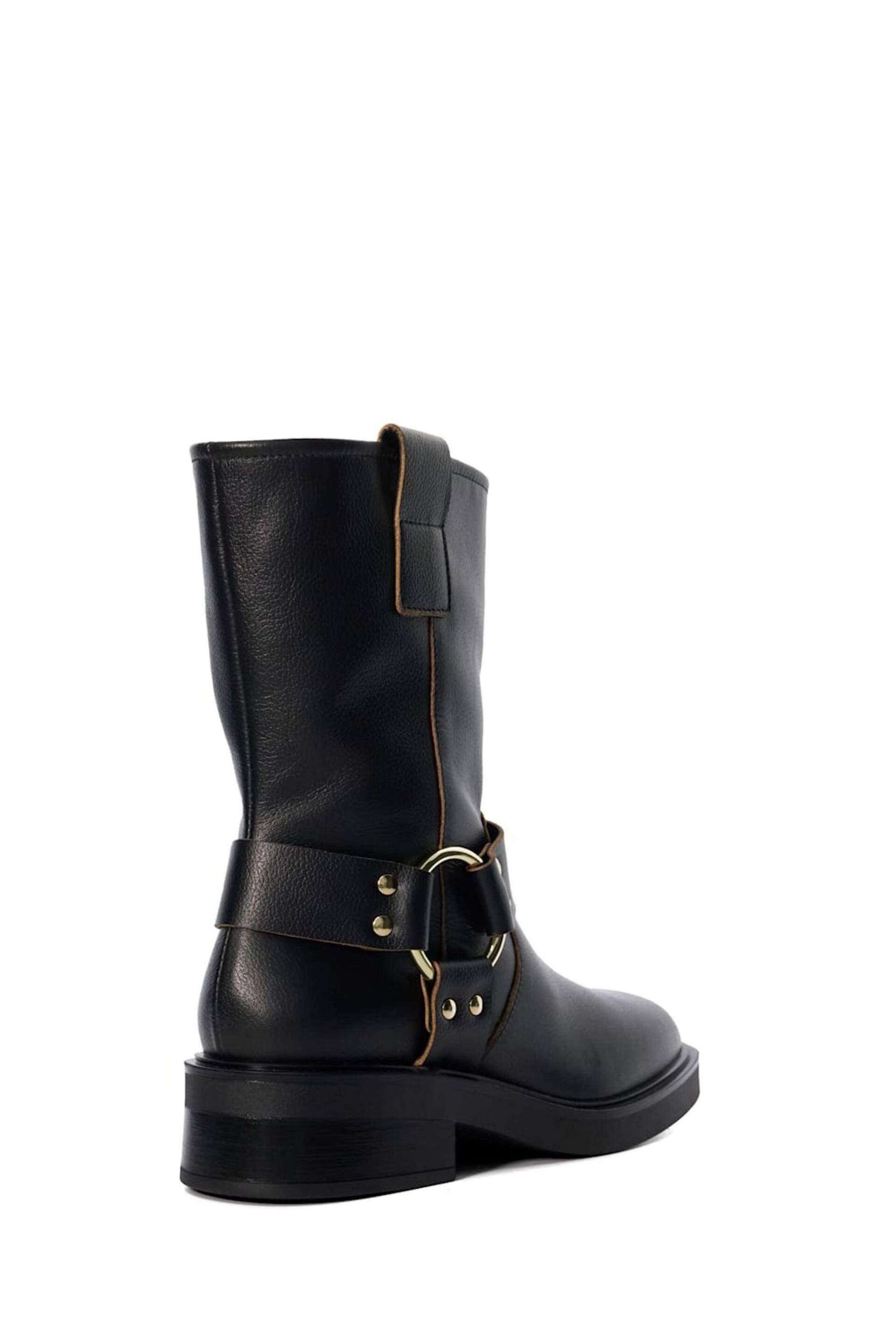 Dune London Black Pally Low Biker Boots - Image 3 of 4