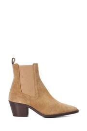 Dune London Cream Pexas Chisel Toe Low Western Boots - Image 1 of 4