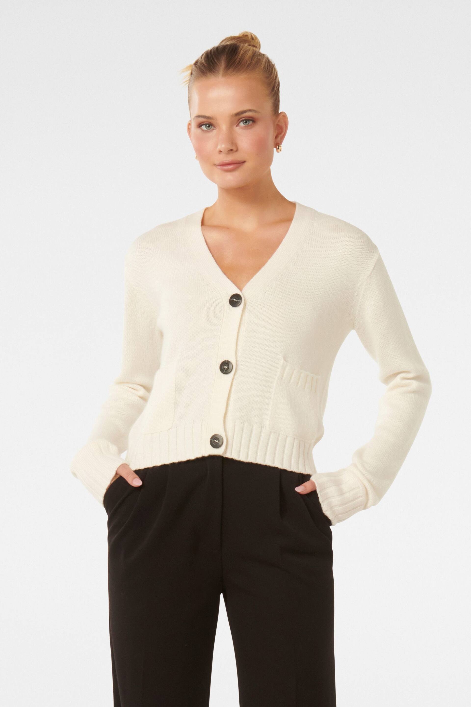 Forever New White Alice Button Through Cardigan - Image 1 of 5