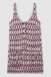 Reiss Burgundy Oxsana Wave Print Mini Dress - Image 2 of 5