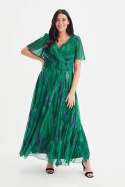 Scarlett & Jo Green & Purple Isabelle Angel Sleeve Maxi Dress - Image 1 of 4