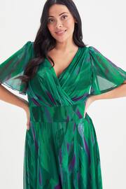 Scarlett & Jo Green & Purple Isabelle Angel Sleeve Maxi Dress - Image 2 of 4