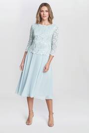 Gina Bacconi Rona Midi Dress With Lace Bodice & Chiffon Skirt - Image 3 of 6