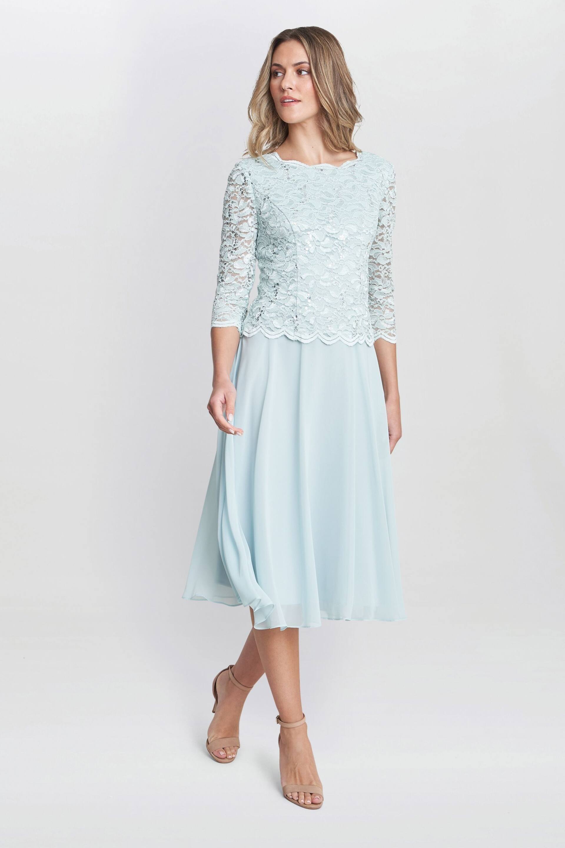 Gina Bacconi Rona Midi Dress With Lace Bodice & Chiffon Skirt - Image 5 of 6