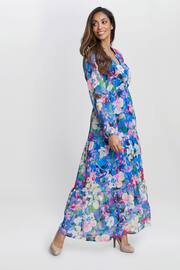 Gina Bacconi Blue Iona Print Stand Collar Dress - Image 3 of 5