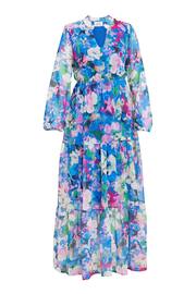 Gina Bacconi Blue Iona Print Stand Collar Dress - Image 5 of 5