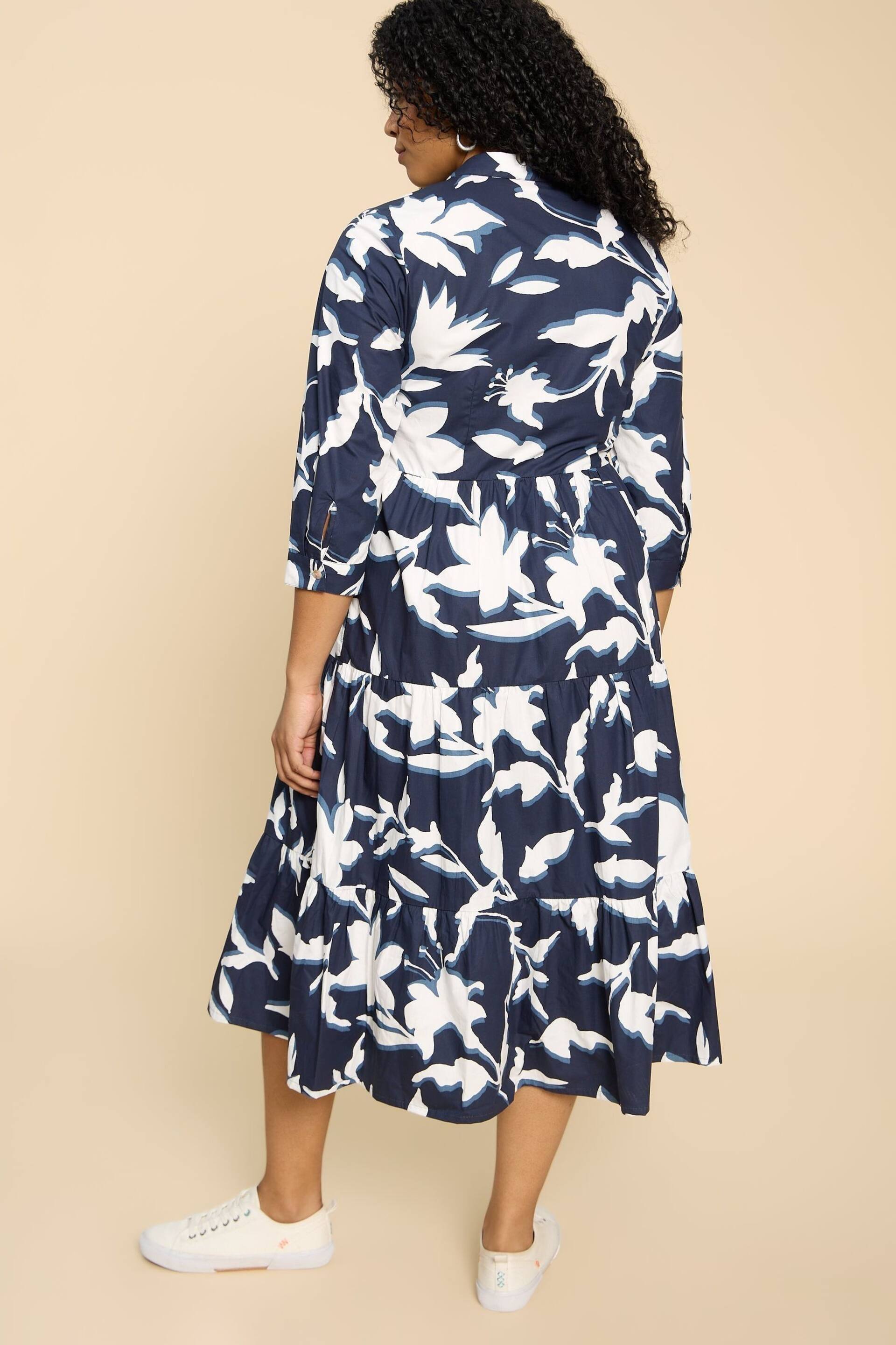 White Stuff Blue Mayra Tiered Shirt Dress - Image 2 of 7