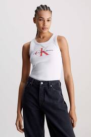 Calvin Klein White Logo Rib Tank - Image 1 of 10