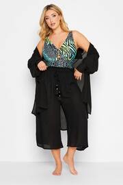 Yours Curve Black Tassel Detail Wide Leg Beach Culottes - Image 3 of 5