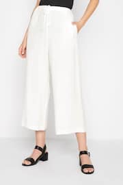 Long Tall Sally White Linen Blend Cropped Trousers - Image 1 of 2