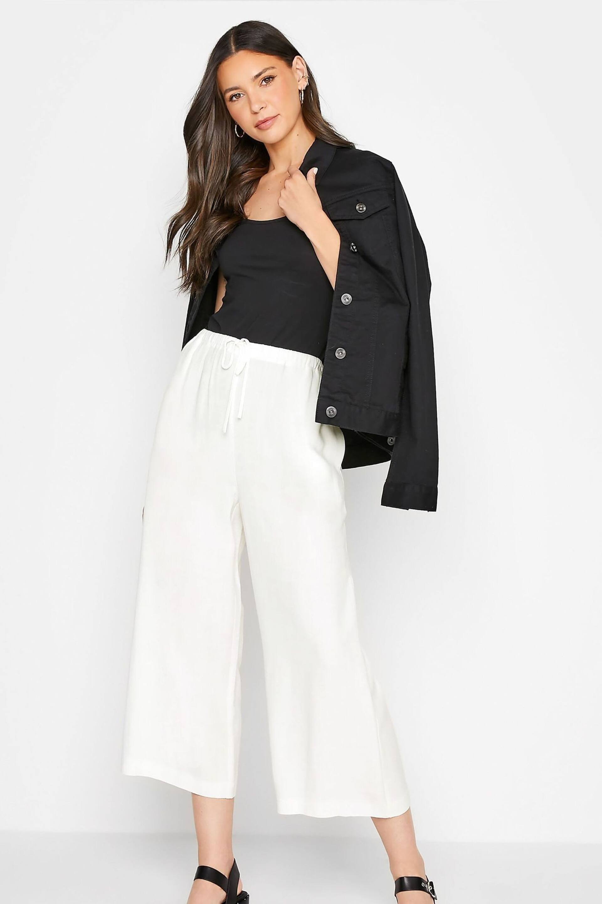 Long Tall Sally White Linen Blend Cropped Trousers - Image 2 of 2