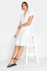Long Tall Sally White Linen Look Button Through Shirt Dress - Image 1 of 4