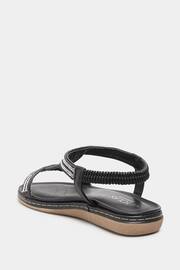 Yours Curve Black Dark Wide Fit Wide Fit Diamante Flower Sandals - Image 4 of 5