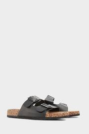 Yours Curve Black Wide Fit Wide Fit Diamante Flower Sandals - Image 1 of 4