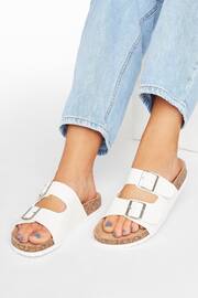 Yours Curve White Dark Wide Fit Wide Fit Diamante Flower Sandals - Image 5 of 5