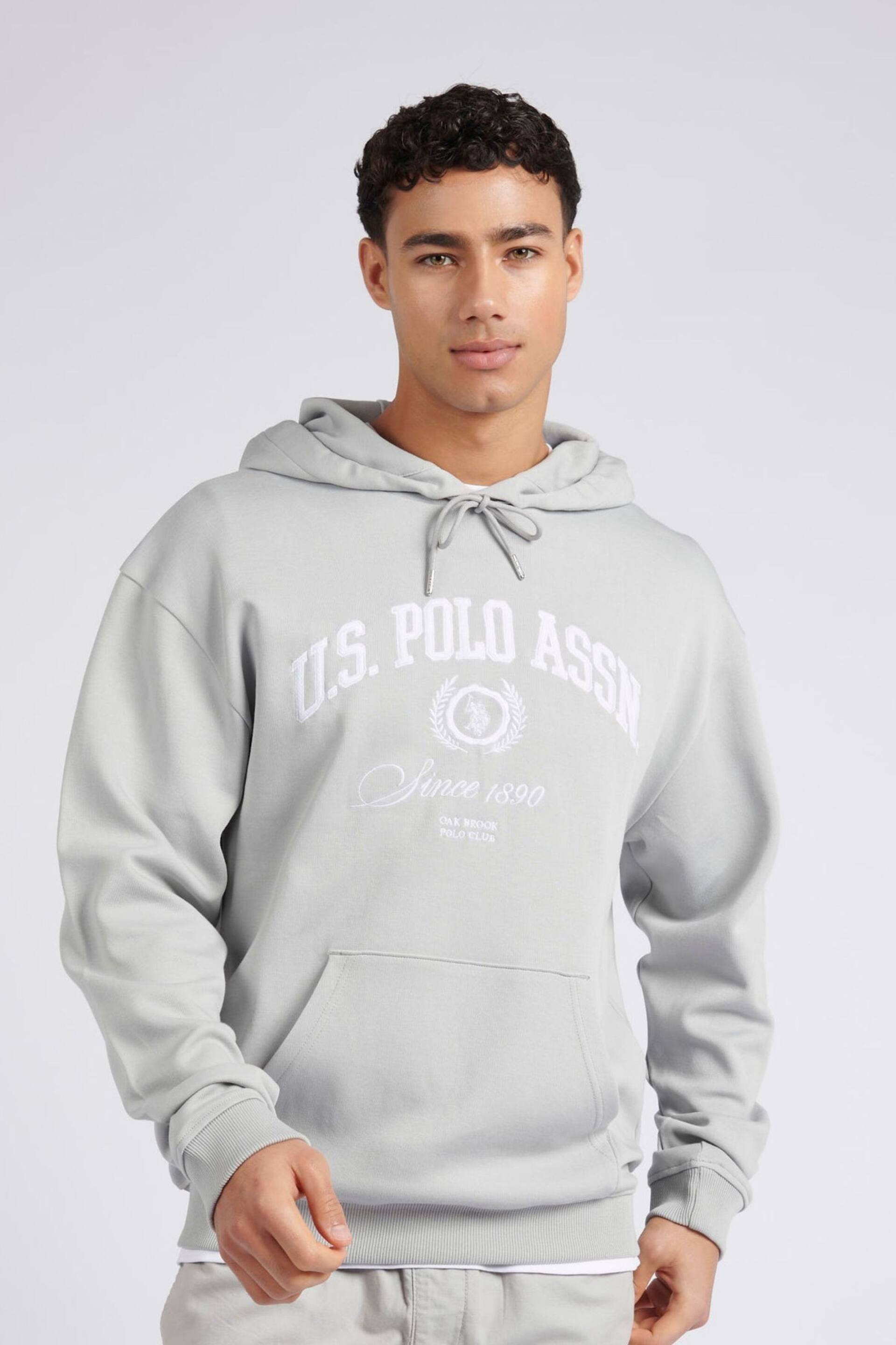 U.S. Polo Assn. Mens Classic Fit Grey Premium Graphic Hoodie - Image 1 of 7