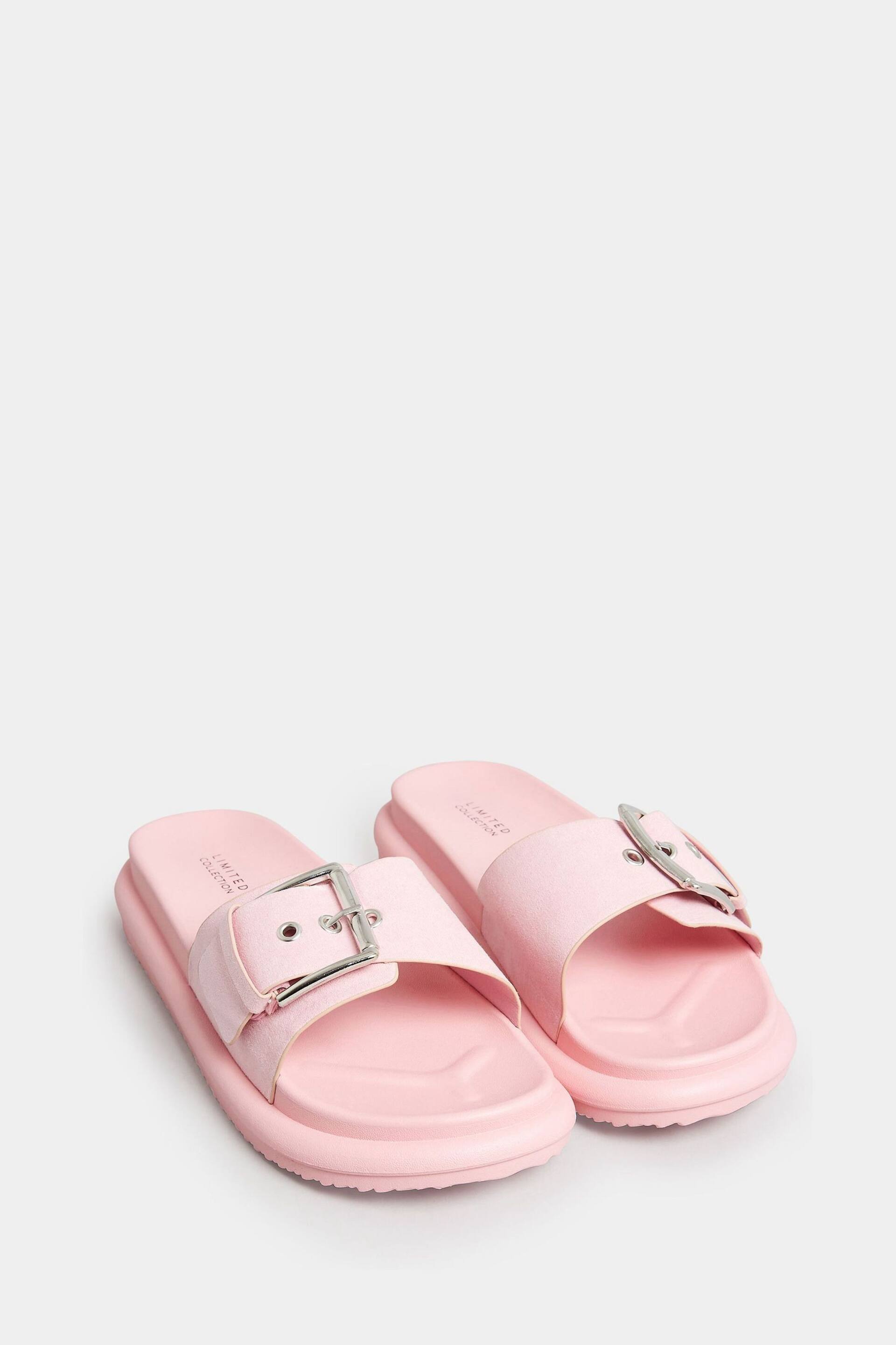Yours Curve Pink Wide Fit Wide Fit Diamante Flower Sandals - Image 3 of 5