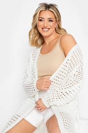 Yours Curve Cream Midi Crochet Cardigan - Image 4 of 5