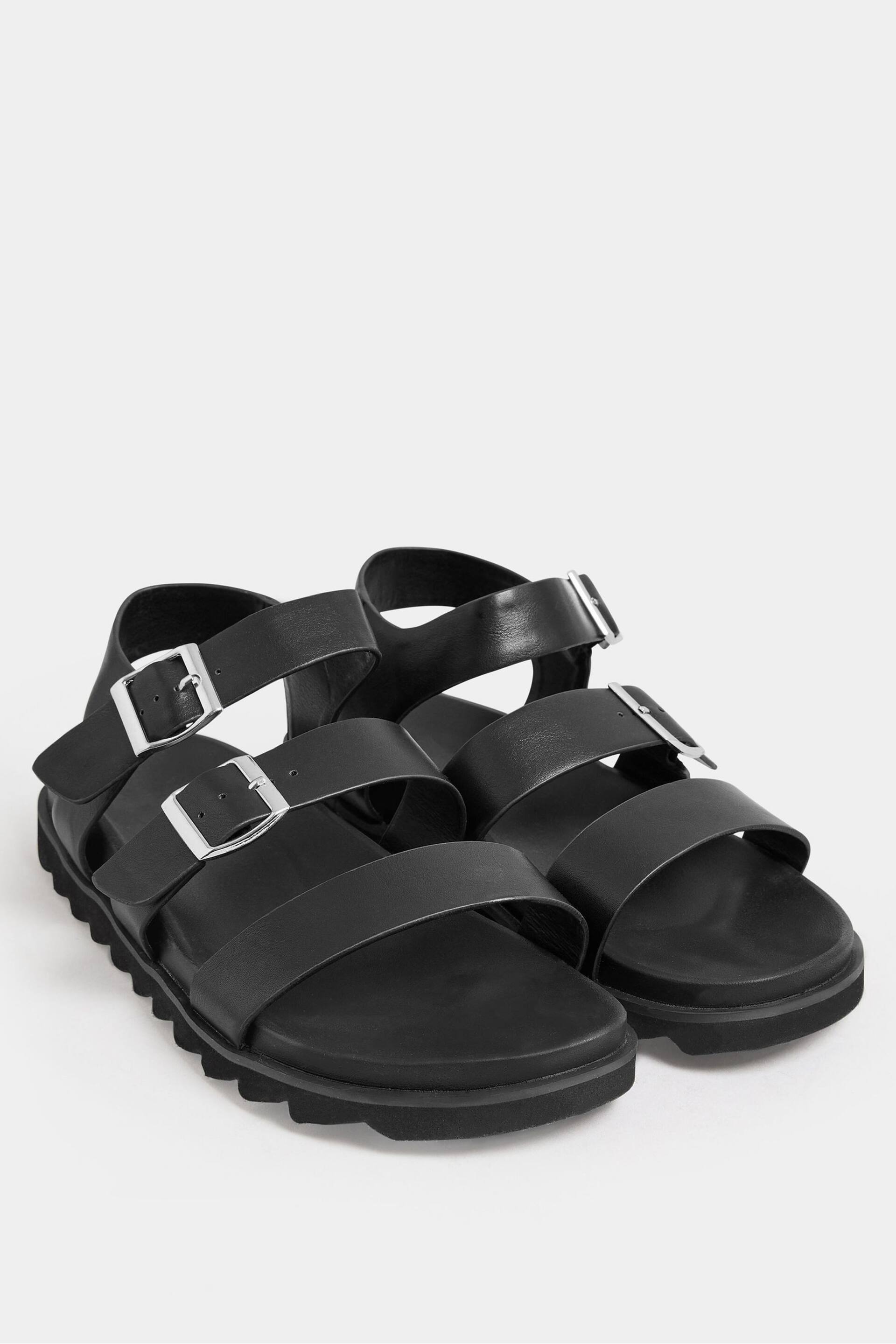 Yours Curve Black White Wide Fit Wide Fit Diamante Flower Sandals - Image 6 of 6