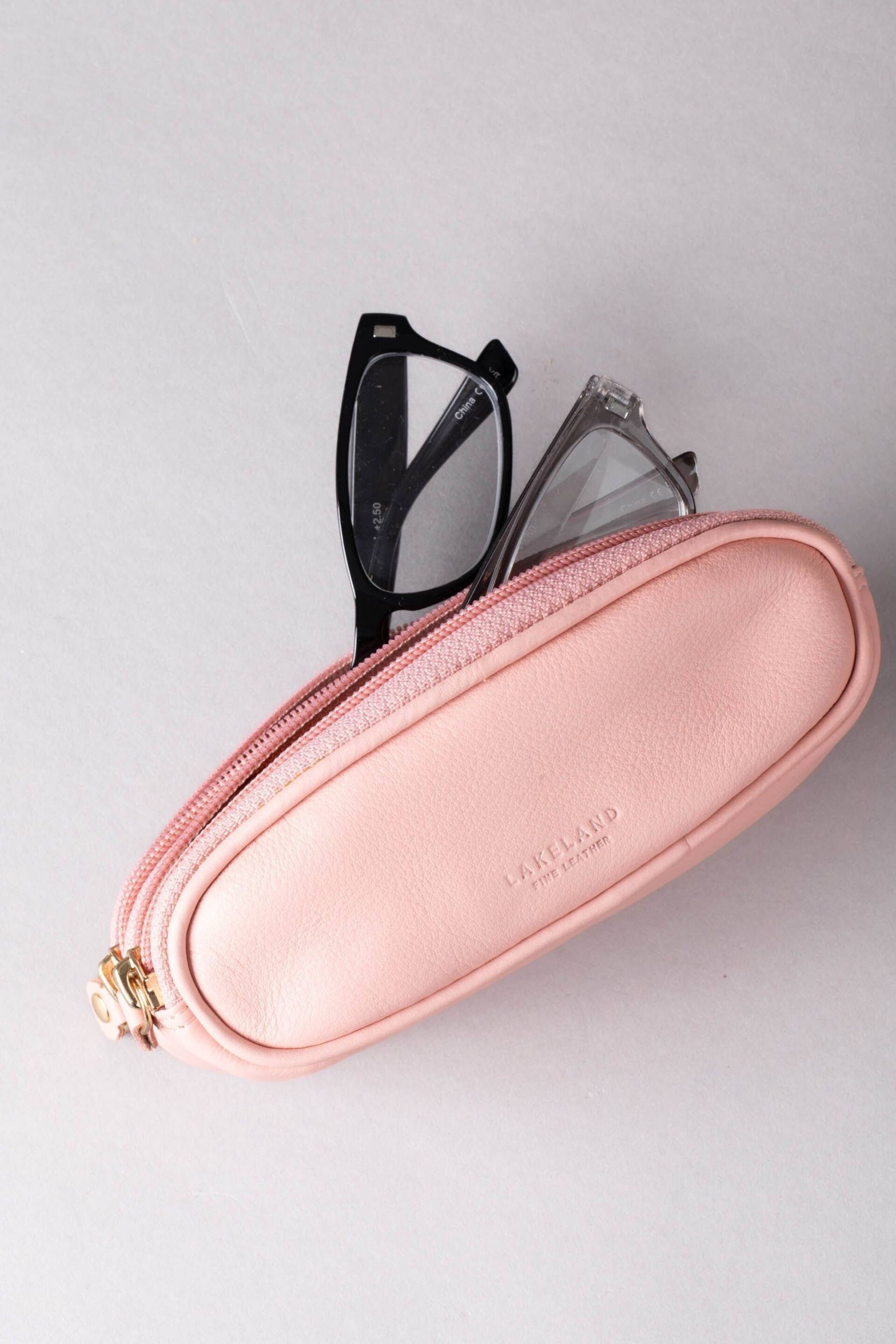 Lakeland Leather Pink Leather Double Glasses Case - Image 5 of 5