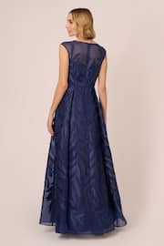 Adrianna Papell Blue Applique Organza Long Gown - Image 2 of 7