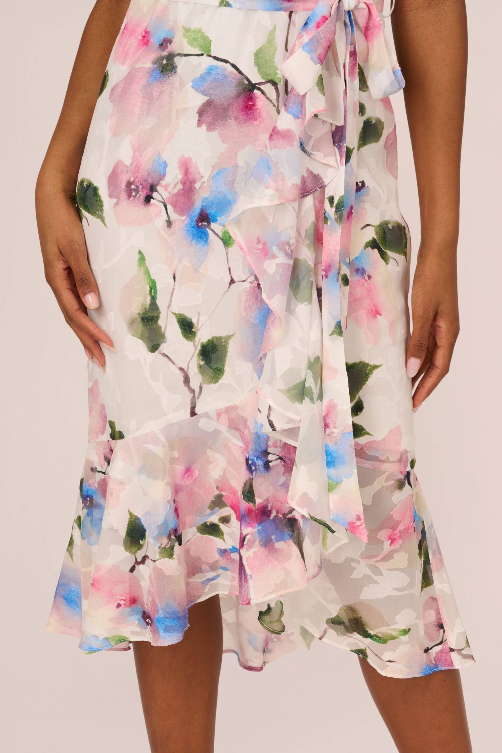 Adrianna Papell White Printed High-Low Dress - Image 5 of 7